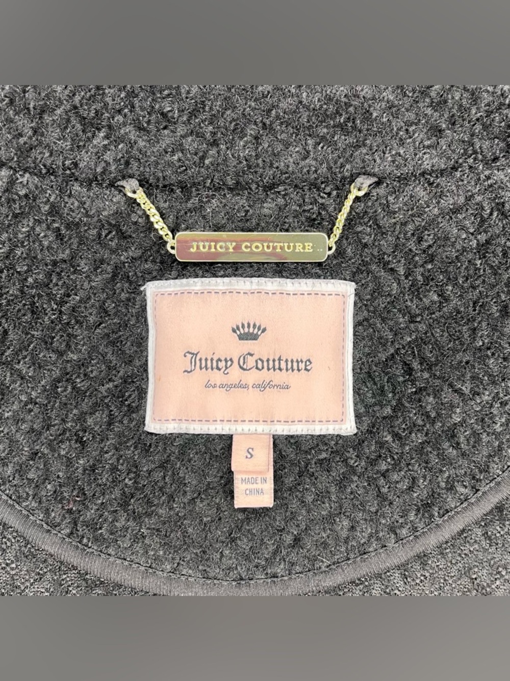 Vintage Y2K Juicy Couture Biker Moto Wool Jacket Coat Black Wool Tweed Women’s S - Picture 14 of 15